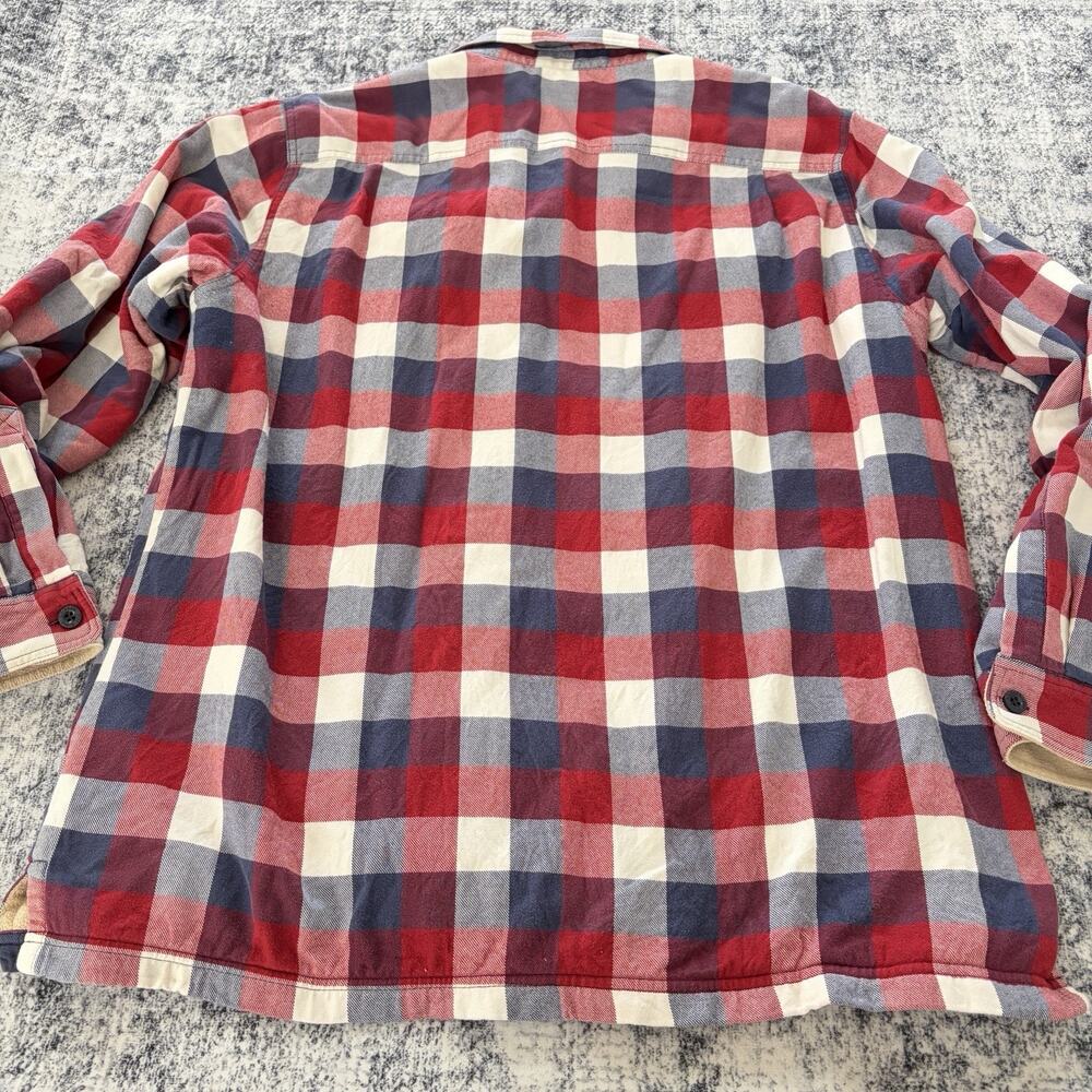 LL Bean Fleece Hoodie Jacket Hoodie Plaid Traditional Fit Red Blue Large Regular - Picture 5 of 10